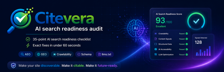 Citevera – AI Search Optimization Preview Wordpress Plugin - Rating, Reviews, Demo & Download