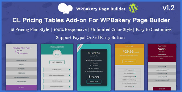 CL Pricing | Pricing Table – Add-on For WPBakery Page Builder Preview Wordpress Plugin - Rating, Reviews, Demo & Download