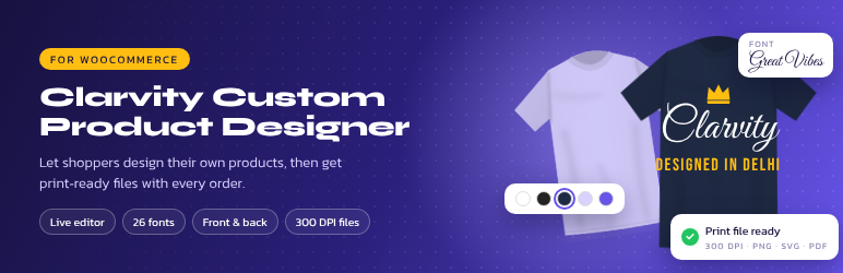 Clarvity Custom Product Designer Preview Wordpress Plugin - Rating, Reviews, Demo & Download