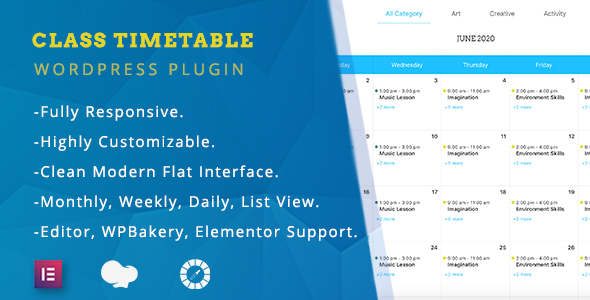 Class Timetable – Responsive Schedule Plugin for Wordpress Preview - Rating, Reviews, Demo & Download