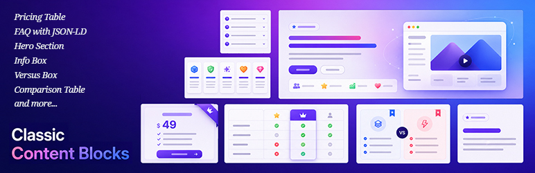 ClassicAddons Content Blocks Preview Wordpress Plugin - Rating, Reviews, Demo & Download
