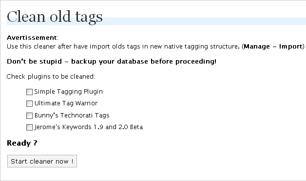 Clean Old Tags Preview Wordpress Plugin - Rating, Reviews, Demo & Download