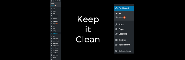 Clean WP Admin Menu Preview Wordpress Plugin - Rating, Reviews, Demo & Download
