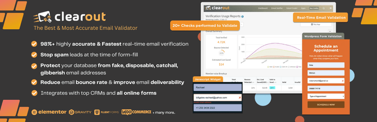 Clearout Email Validator – Real-Time Email Verification On WordPress Forms Preview - Rating, Reviews, Demo & Download