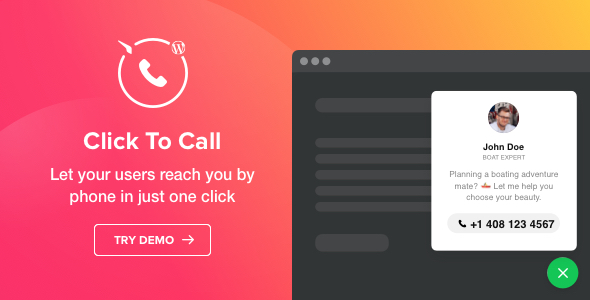 Click To Call – Call Button Plugin For WordPress Preview - Rating, Reviews, Demo & Download