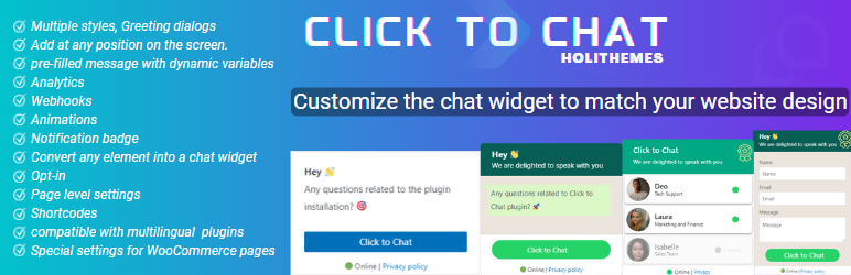 Click To Chat – HoliThemes Preview Wordpress Plugin - Rating, Reviews, Demo & Download
