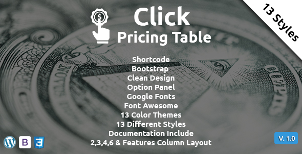 Click – Wordpress Pricing Table Preview - Rating, Reviews, Demo & Download