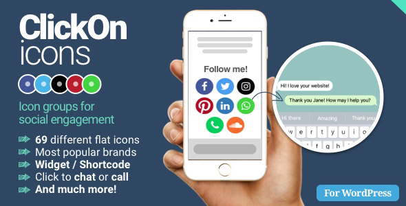 ClickOn Icons – Chat, Call And Open Social Media Profile Pages Preview Wordpress Plugin - Rating, Reviews, Demo & Download