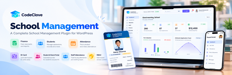 CodeClove School Management System Preview Wordpress Plugin - Rating, Reviews, Demo & Download