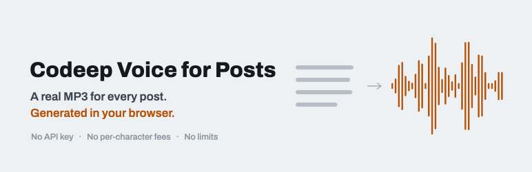 Codeep Voice For Posts Preview Wordpress Plugin - Rating, Reviews, Demo & Download