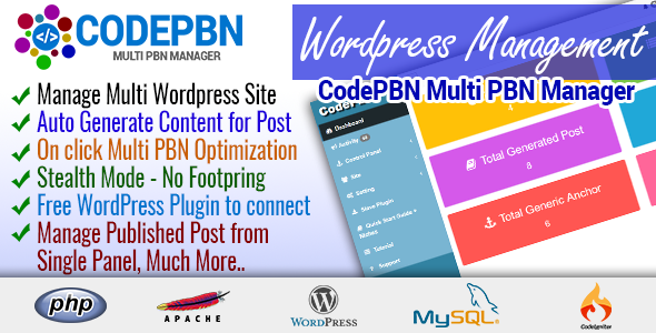 CodePBN – Multi PBN Manager Preview Wordpress Plugin - Rating, Reviews, Demo & Download