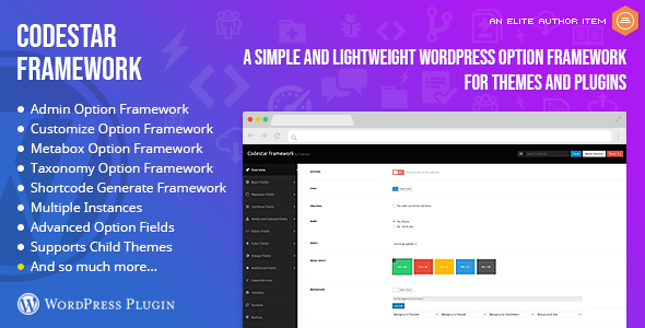 Codestar Framework – A Simple And Lightweight WordPress Option Framework For Themes And Plugins Preview - Rating, Reviews, Demo & Download