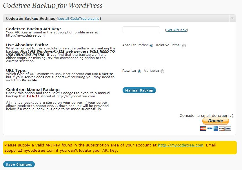 CodeTree Backup Preview Wordpress Plugin - Rating, Reviews, Demo & Download