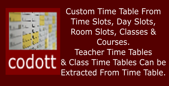 Codott Time Tables Preview Wordpress Plugin - Rating, Reviews, Demo & Download