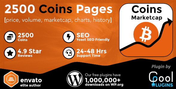Coins MarketCap – WordPress Cryptocurrency Plugin Preview - Rating, Reviews, Demo & Download