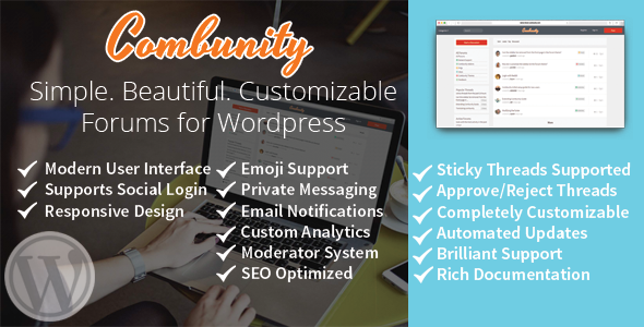 Combunity Forums: Simple, Modern, Powerful Forums Plugin for Wordpress Preview - Rating, Reviews, Demo & Download
