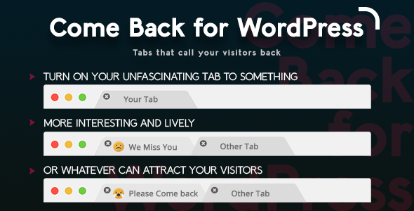 Come Back Plugin for Wordpress Preview - Rating, Reviews, Demo & Download