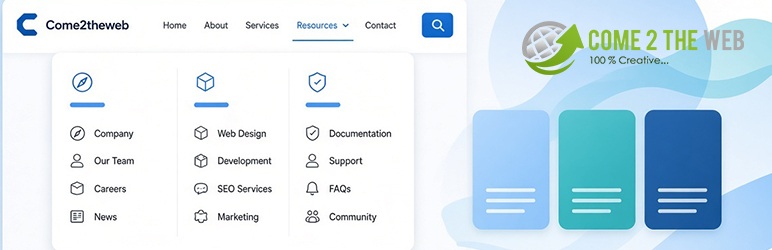 Come2theweb Multi-Column Menu Preview Wordpress Plugin - Rating, Reviews, Demo & Download