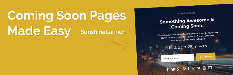 Coming Soon Pages – SunshineLaunch Preview Wordpress Plugin - Rating, Reviews, Demo & Download