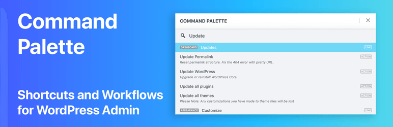 Command Palette Preview Wordpress Plugin - Rating, Reviews, Demo & Download