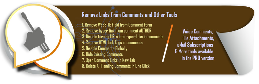 Comment Link Remove And Other Comment Tools Preview Wordpress Plugin - Rating, Reviews, Demo & Download
