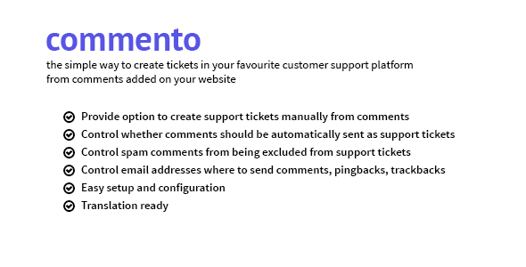 Commento – Convert Comments Into Support Tickets Preview Wordpress Plugin - Rating, Reviews, Demo & Download