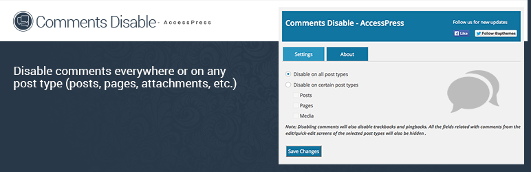 Comments Disable – AccessPress Preview Wordpress Plugin - Rating, Reviews, Demo & Download