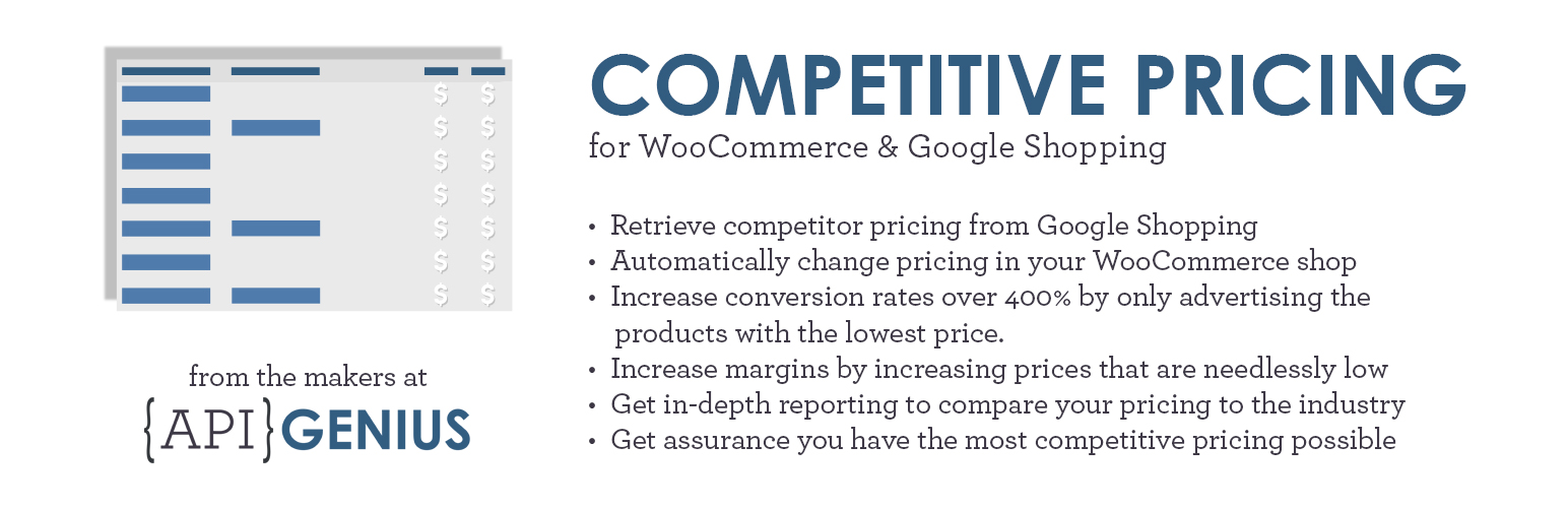 Competitive Pricing For WooCommerce And Google Shopping Preview Wordpress Plugin - Rating, Reviews, Demo & Download