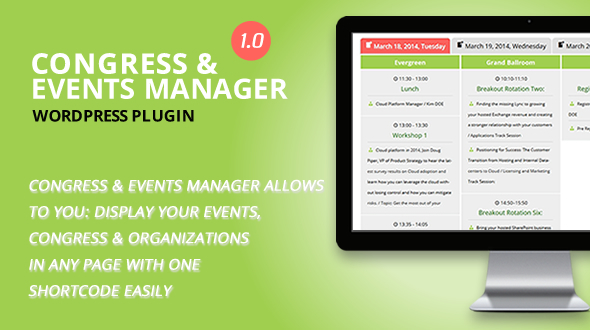 Congress And Event Manager WordPress Plugin Preview - Rating, Reviews, Demo & Download