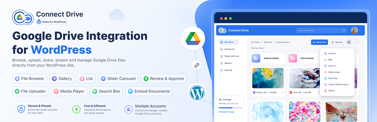 Connect Drive – File Manager For Google Drive Preview Wordpress Plugin - Rating, Reviews, Demo & Download