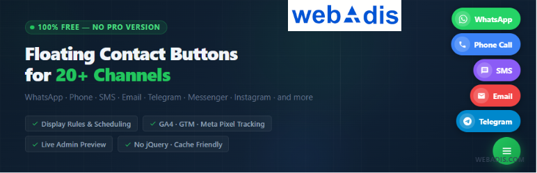 Contact Buttons By WebAdis Preview Wordpress Plugin - Rating, Reviews, Demo & Download