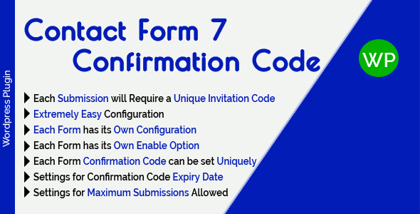 Contact Form 7 Confirmation Code – For Each Submission Will Require A Unique Invitation Code Preview Wordpress Plugin - Rating, Reviews, Demo & Download