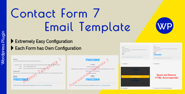 Contact Form 7 Email Template – Email Template Configuration For Admin And Autoresponder Preview Wordpress Plugin - Rating, Reviews, Demo & Download