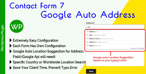 Contact Form 7 Google Auto Address Suggestion Preview Wordpress Plugin - Rating, Reviews, Demo & Download