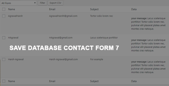 Contact Form 7 Save To Database / CSV / PDF Preview Wordpress Plugin - Rating, Reviews, Demo & Download