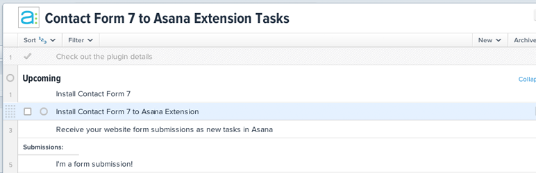 Contact Form 7 To Asana Extension Preview Wordpress Plugin - Rating, Reviews, Demo & Download
