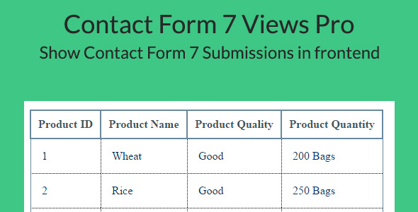 Contact Form 7 Views Pro -Drag & Drop Form Submissions View Builder For Contact Form 7 Preview Wordpress Plugin - Rating, Reviews, Demo & Download