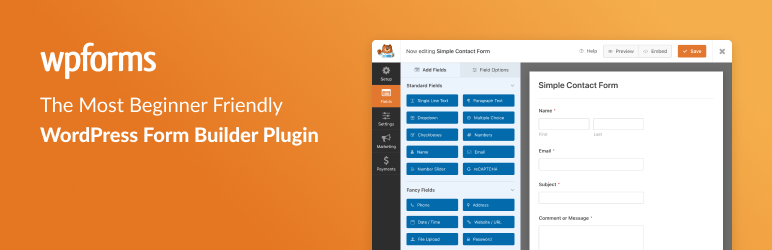 Contact Form By WPForms – Drag & Drop Form Builder Plugin for Wordpress Preview - Rating, Reviews, Demo & Download