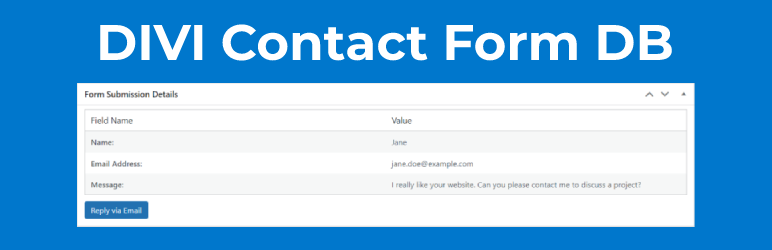 Contact Form DB Divi Preview Wordpress Plugin - Rating, Reviews, Demo & Download