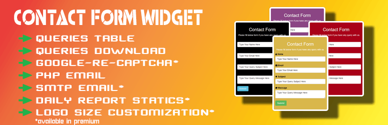 Contact Form Widget – Contact Query, Contact Page, Form Maker, Query Table Preview Wordpress Plugin - Rating, Reviews, Demo & Download