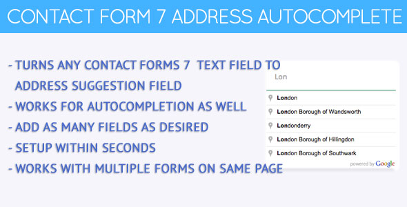 Contact Forms 7 Address Autocomplete Preview Wordpress Plugin - Rating, Reviews, Demo & Download