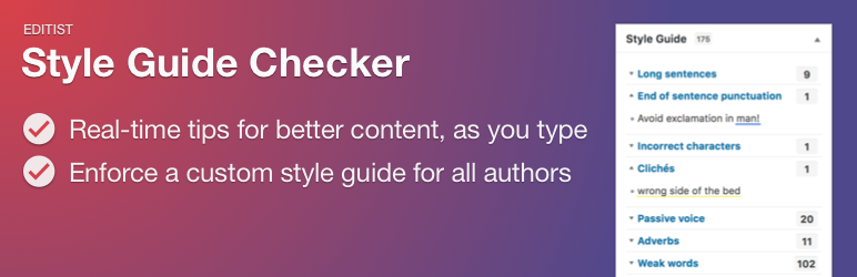 Content Style Guide And Grammar Checker – Editist WordPress Plugin Preview - Rating, Reviews, Demo & Download