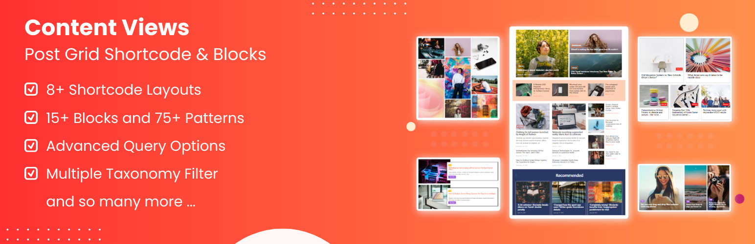 Content Views – Post Grid & Filter, Recent Posts, Category Posts, & More (Gutenberg Blocks And Shortcode) Preview Wordpress Plugin - Rating, Reviews, Demo & Download