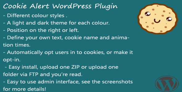 Cookie Alert WordPress Plugin Preview - Rating, Reviews, Demo & Download