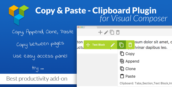 Copy & Paste / Clipboard Plugin For Visual Composer Preview - Rating, Reviews, Demo & Download