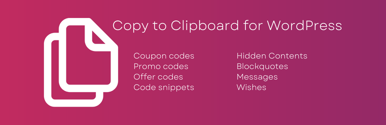 Copy To Clipboard For WP Preview Wordpress Plugin - Rating, Reviews, Demo & Download
