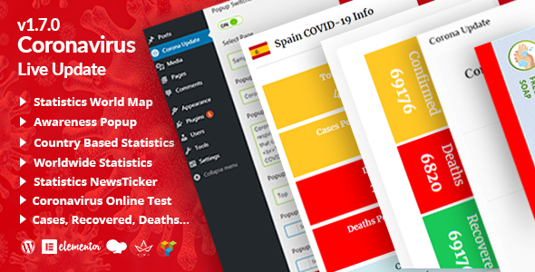 Corona Updatepro | COVID-19 Statistics Live Tracking / Update Plugin for Wordpress Preview - Rating, Reviews, Demo & Download