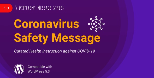 Coronavirus Safety Message | COVID-19 WordPress Plugin Preview - Rating, Reviews, Demo & Download