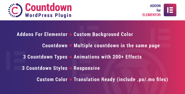 Countdown For Elementor WordPress Plugin Preview - Rating, Reviews, Demo & Download