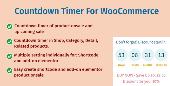 Countdown Timer For WooCommerce Preview Wordpress Plugin - Rating, Reviews, Demo & Download